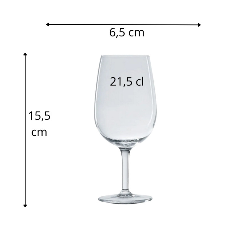 Verre à pied jaugé verre cristallin 21,5 cl Doc Luigi Bormioli