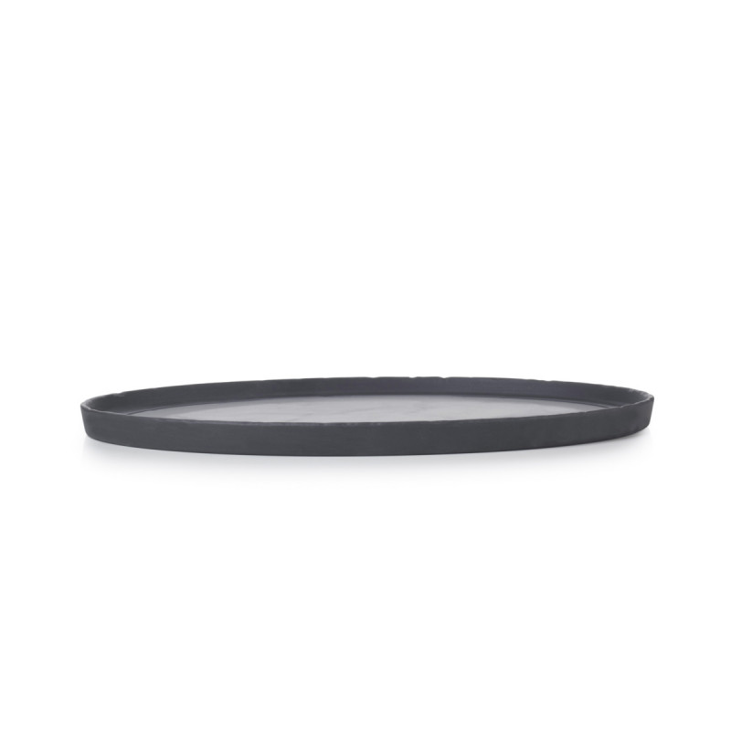 Assiette plate ovale noir porcelaine culinaire 35x22,9 cm Basalt Revol