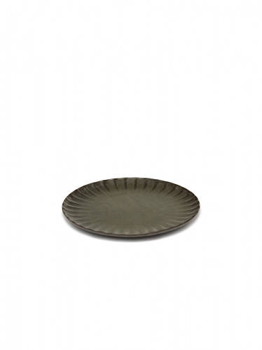 Assiette plate rond vert grès émaillé Ø 18 cm Inku Serax