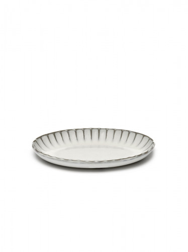Assiette creuse ovale blanc grès émaillé 22x15,4 cm Inku Serax