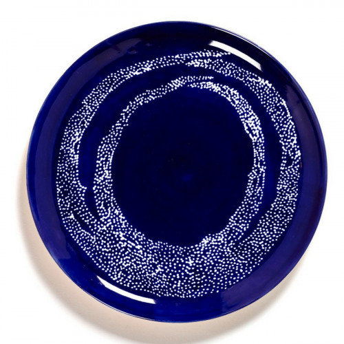 Assiette plate rond lapis lazuli swirl - points blancs grès émaillé Ø 26,5 cm Feast By Ottolenghi Serax
