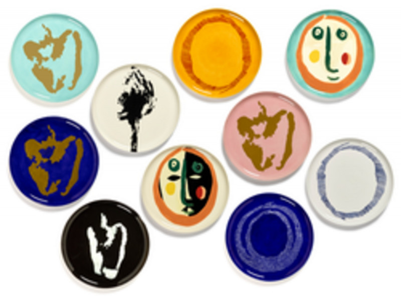 Assiette plate rond blanc artichaut noir grès émaillé Ø 35 cm Feast By Ottolenghi Serax