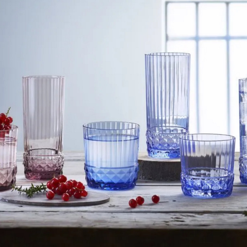 Gobelet forme basse bleu verre 30 cl America 20s Bormioli Rocco
