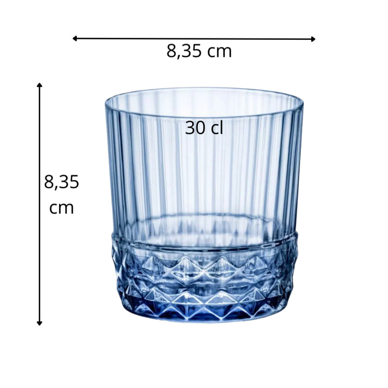 Gobelet forme basse bleu verre 30 cl America 20s Bormioli Rocco
