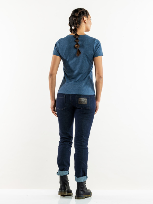 Tee shirt manche courte recyclé bleu XL Tierra Blue Melee Chaud Devant