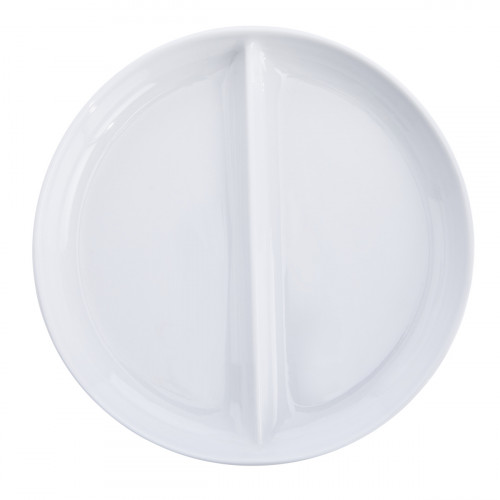 Assiette régithermie 1 séparation droite rond blanc porcelaine Ø 22,8 cm Vitalia Essentials Collection