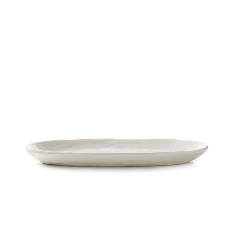 Assiette coupe plate ovale Blanc albâtre porcelaine culinaire 24,5x13,5 cm Yli Revol