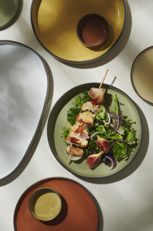 Assiette à bord droit rond jaune porcelaine culinaire Ø 33 cm Caractère Revol