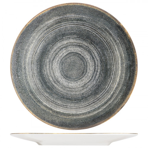 Assiette coupe rond gris anthracite porcelaine Ø 20 cm Terra Pro.mundi