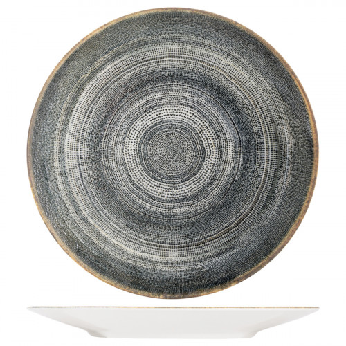 Assiette coupe rond gris anthracite porcelaine Ø 25 cm Terra Pro.mundi