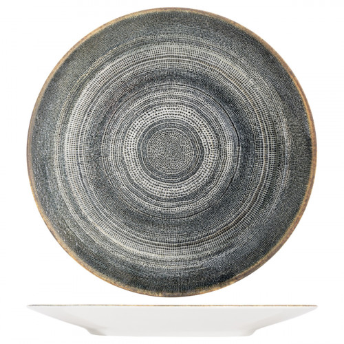 Assiette coupe rond gris anthracite porcelaine Ø 27 cm Terra Pro.mundi