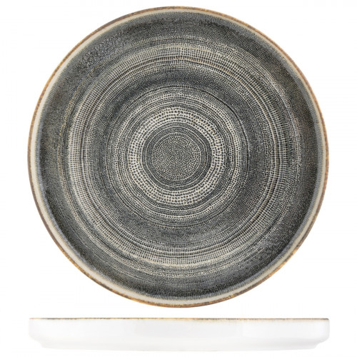 Assiette plate bord droit rond gris anthracite porcelaine Ø 27 cm Terra Pro.mundi