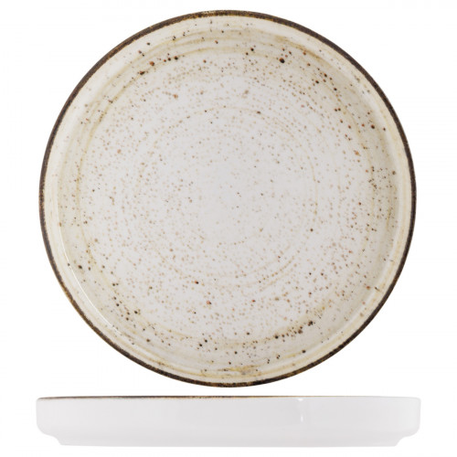 Assiette plate bord droit rond beige porcelaine Ø 20 cm Lunéa Pro.mundi