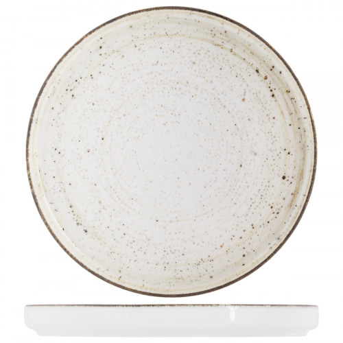 Assiette plate bord droit rond beige porcelaine Ø 25 cm Lunéa Pro.mundi