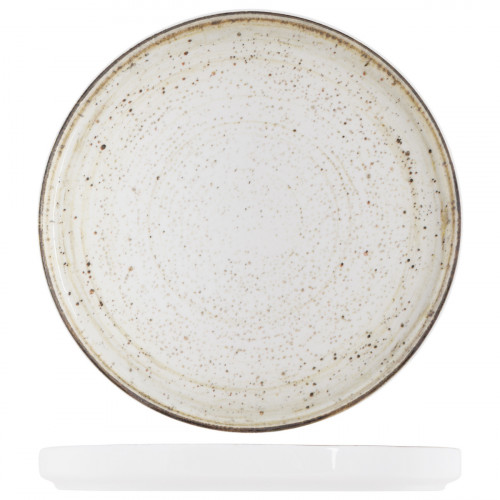 Assiette plate bord droit rond beige porcelaine Ø 27 cm Lunéa Pro.mundi