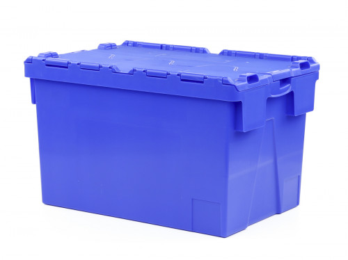 Bac avec couvercle «&nbsp;crocodile&nbsp;» Avec couvercle bleu plastique 60x40x36,5 cm 65 L Gilac