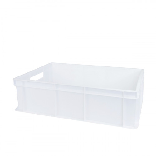 Bac renforcé Sans couvercle blanc plastique 60x40x17 cm 32 L fond plein parois pleines Gilac